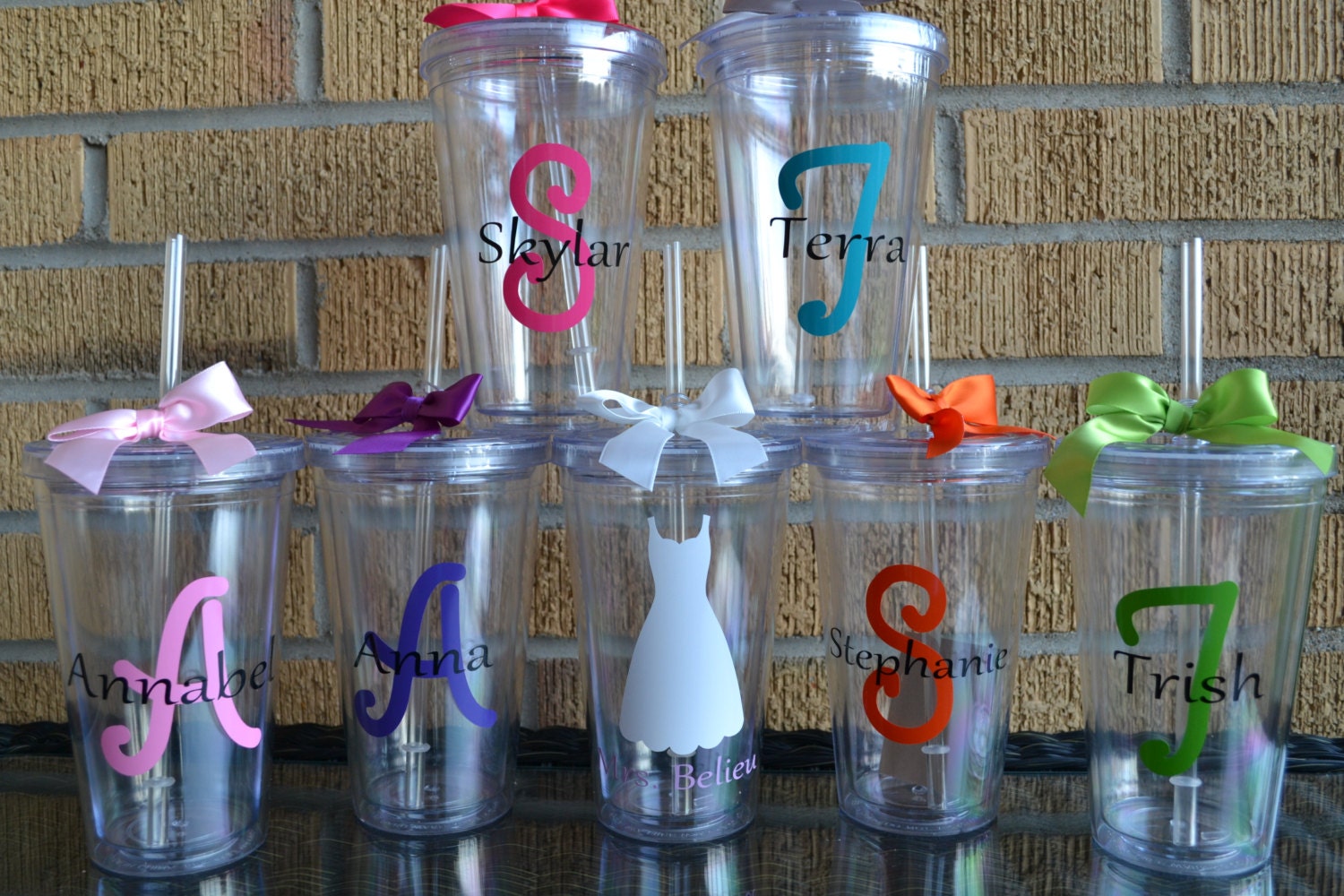 Bridesmaid gift Wedding Party Cups Tumbler Set by jumpingjune