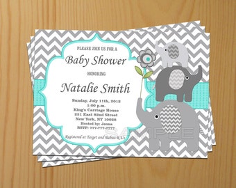 baby shower invitation elephant baby shower invitation boy baby shower 