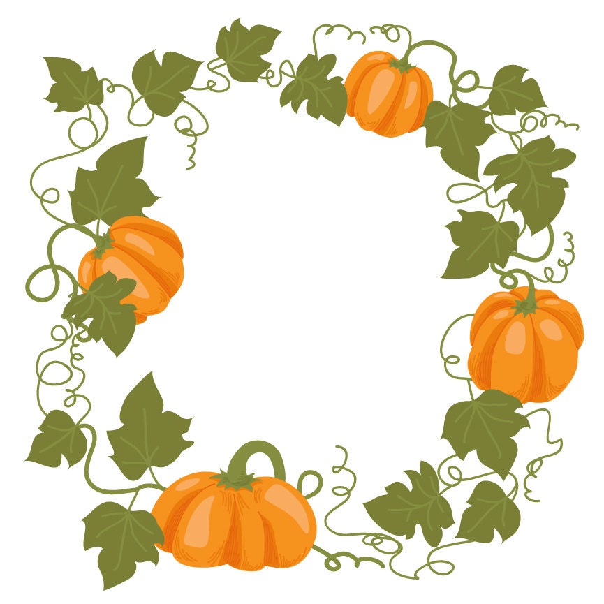 Pumpkin Frame and Clip Art Set clipart PNG by WatercolorMarket