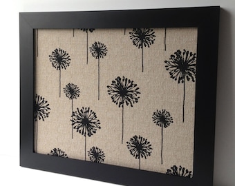LARGE magnet board, modern decor, magnetic bulletin board, office decor, framed memo board - black & tan, fabric covered