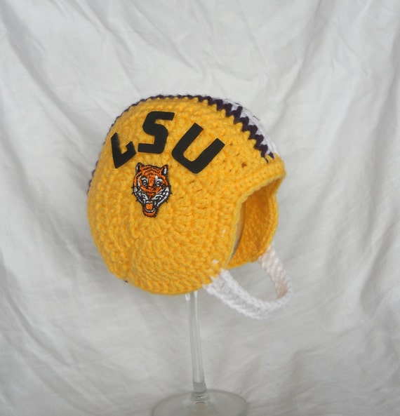 LSU Inspired Crochet Baby Football Helmet Hat 03 by CDBStudio