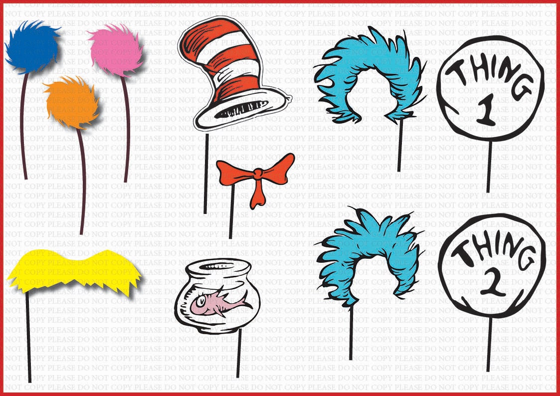 INSTANT DL Dr seuss Photo Booth Props Set Printable by RavenJony