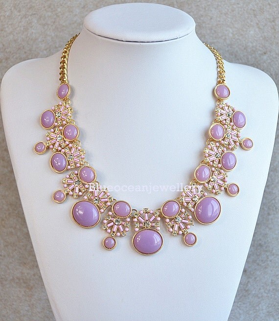 Purple Bubble Crystal Necklace,Bib Necklace, Statement Necklace ...