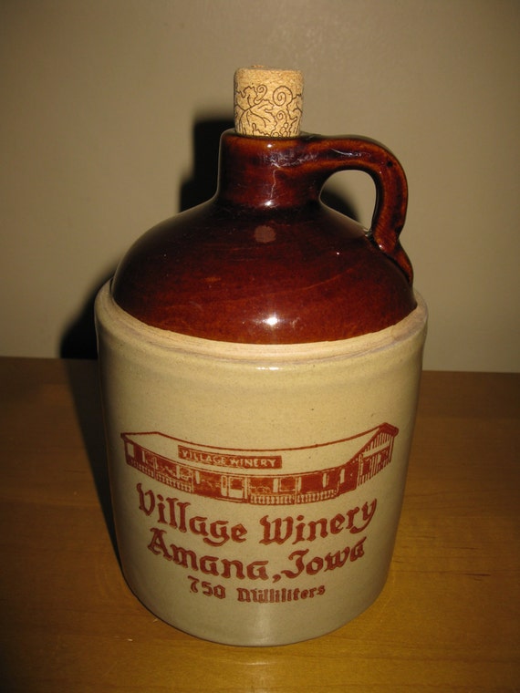 Vintage Amana Colonies Wine Jug Crock Amana Iowa whiskey
