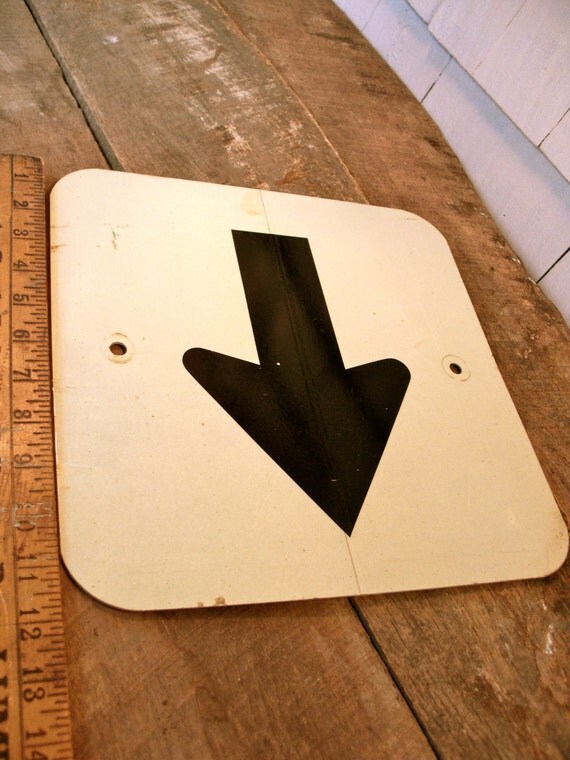Vintage Sign Arrow Sign Industrial Decor Black and White
