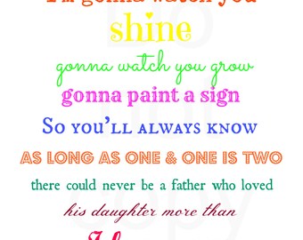 Items similar to Father and Daughter Poem by Simon and Garfunkel - 8x10 ...