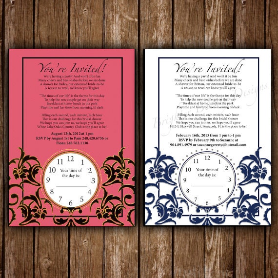 Around the Clock Bridal Shower Custom