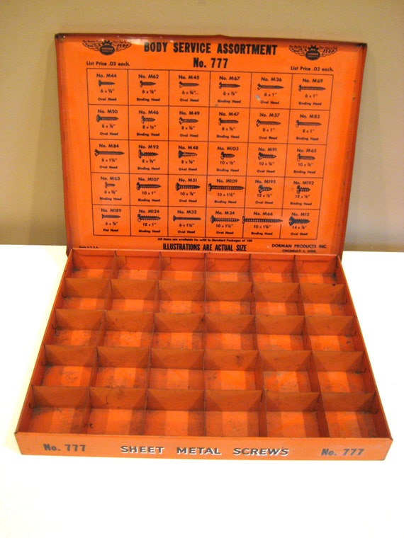 VINTAGE Sheet Metal Screw Box 1970s