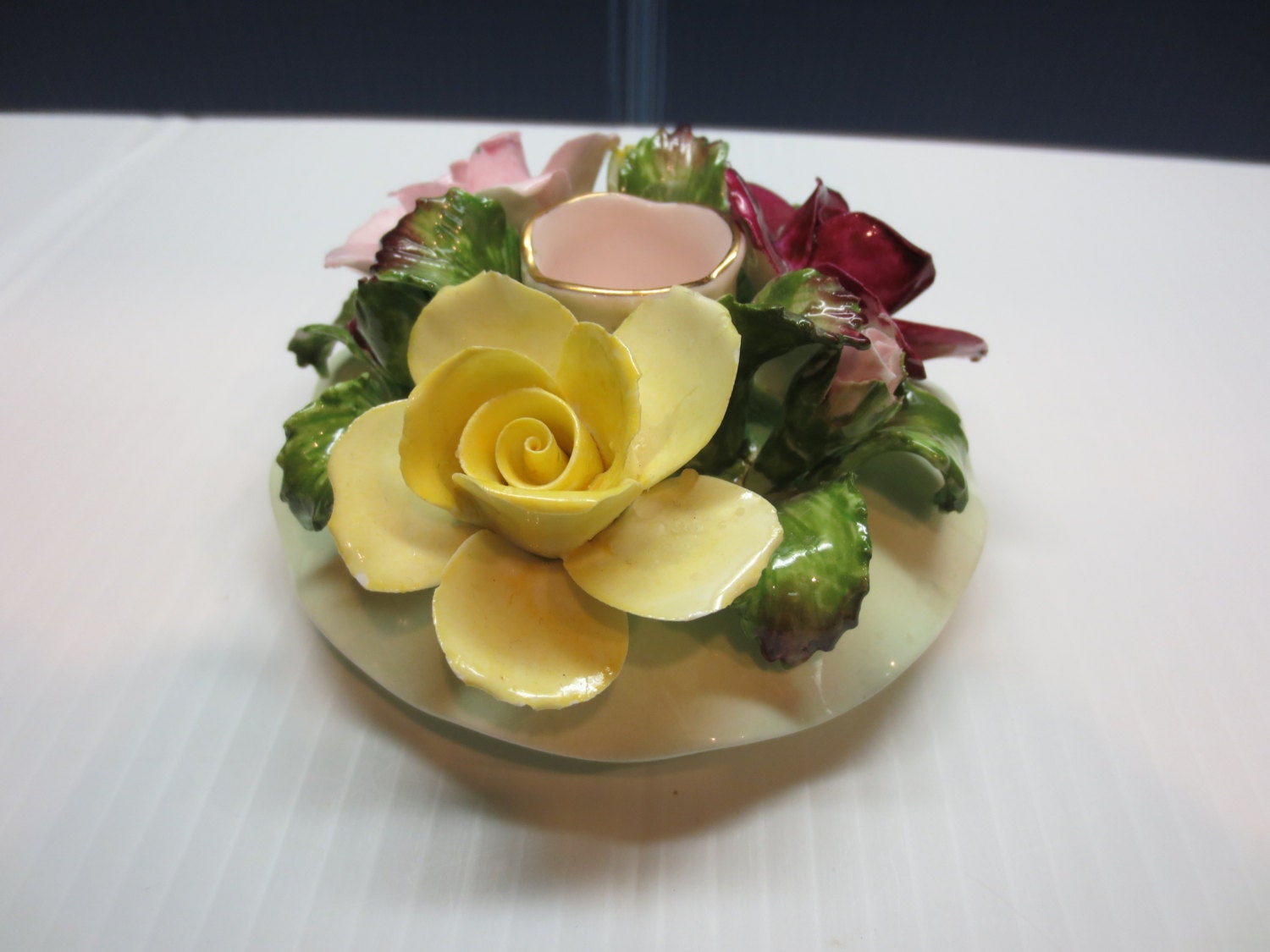 Best Bone Denton China Made In England Flower Candle Holder