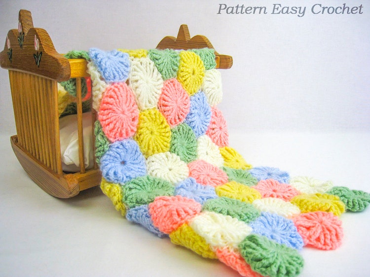 Crochet pattern yoyo puff baby blanket gift for by easycrochet