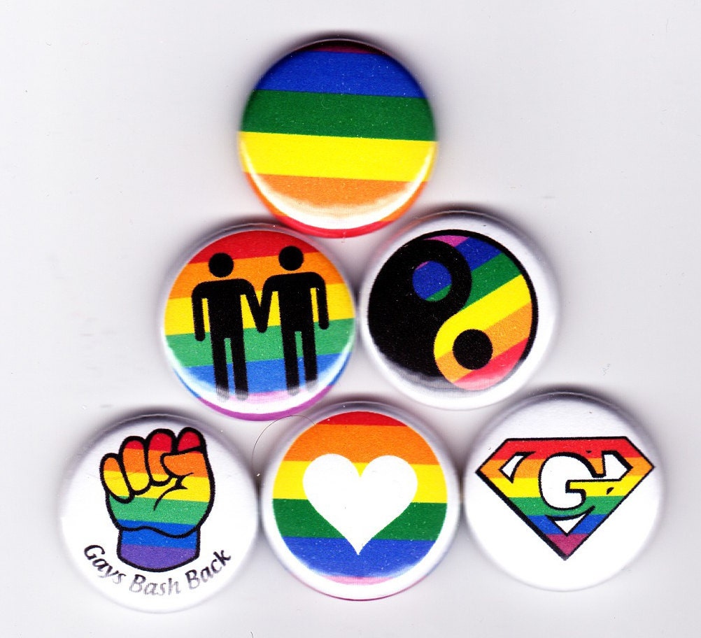 6 Gay Pride Badges Homosexual Lgbt Rainbow Equality Marriage 8624