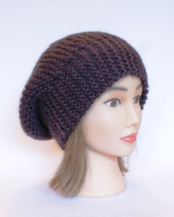 Beret style slouch hat Dark Brown slouchy beanies by Johannahats