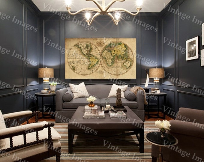 Giant Historic Map 1780 Old Antique World Map Restoration Hardware Style atlas to Guthrie's system of geography Fine Art Print Wall poster