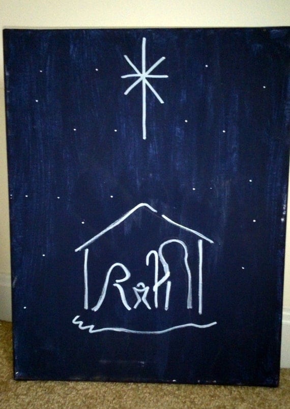 Simple Christmas Night Canvas Painting