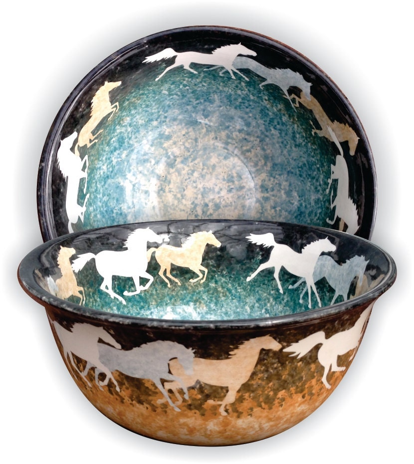 Decorative ceramic bowl with running by StarfireDesignStudio