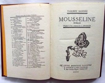 Mousseline roman by Thierry Sandre 1932 French Paris antique old rare book France