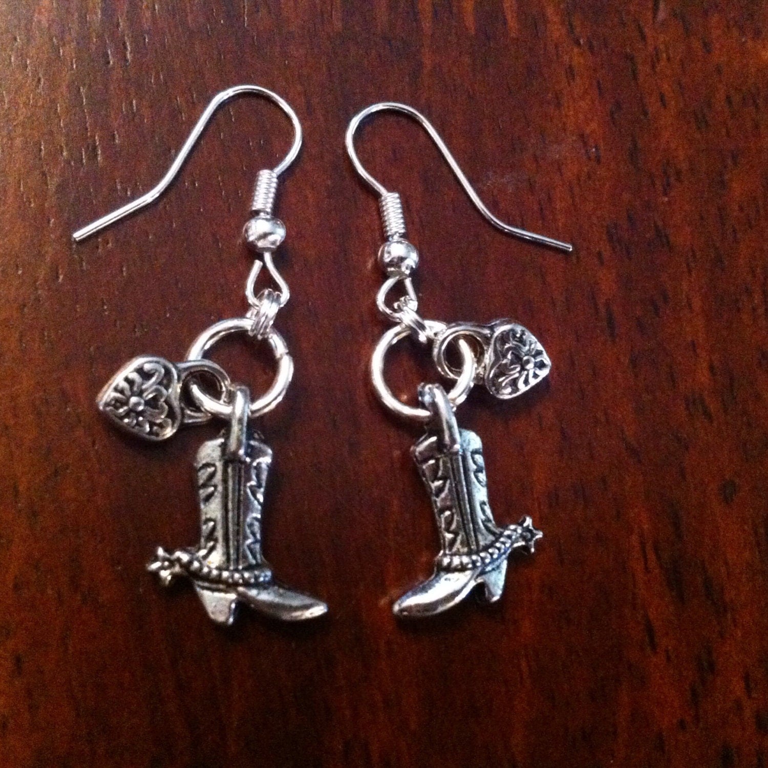 Earrings Cowgirl Earrings Cowboy Boot Earrings with Silver