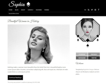 Sophia - Premade Responsive Wordpress Theme - Instant Download - Website and Blog Template