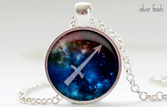 Items similar to Sagittarius Nebula Necklace, Zodiac Pendant in Your ...