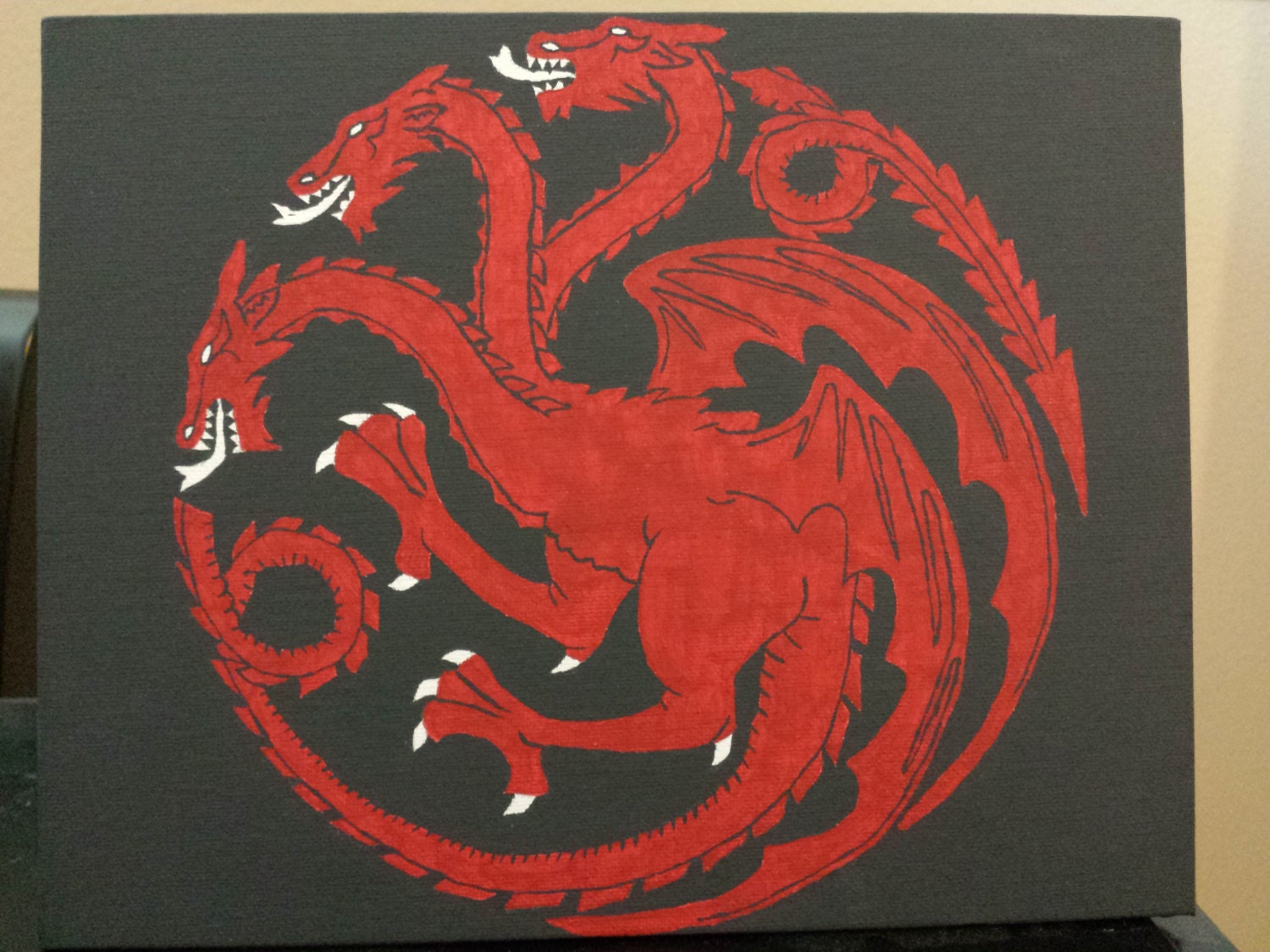 House Targaryen sigil painting from Game of Thrones