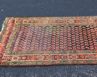Antique late 1800s Persian Bijar runner rug 3'3'' 11'3''