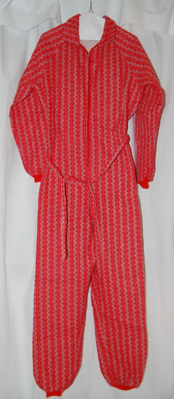 Vintage 70s one piece pajama adult dr denton quilted jumpsuit