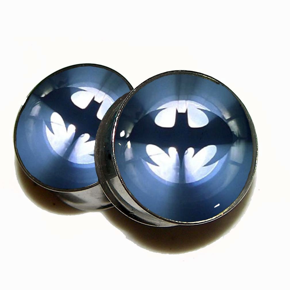 Bat Signal Plugs 1 1 Pair 2 plugs Sizes 6g to 2 by GrudgePlugs
