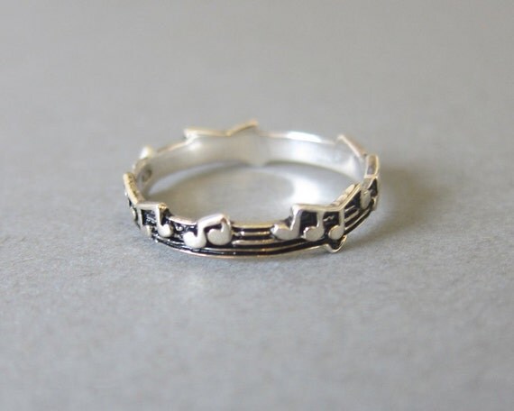Tiny Sterling Silver Music Note Ring, Music Ring, Everyday jewelry ...