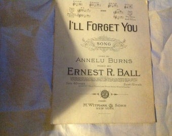 Antique 1921 Sheet Music "I'll Forget You"