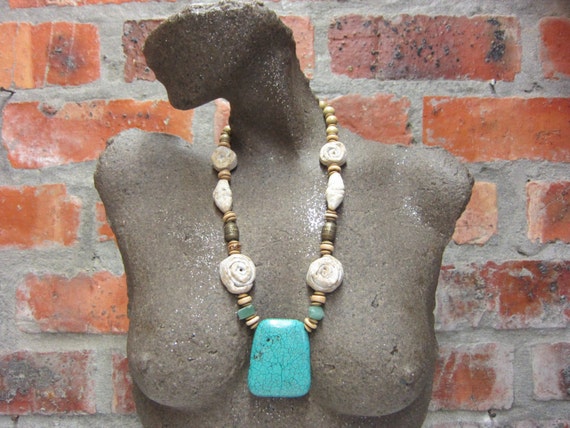 Pendant Necklace, Statement Necklace, Occasion Necklace, Handmade by South African artist Yoka Wright using African Clay Beads #184