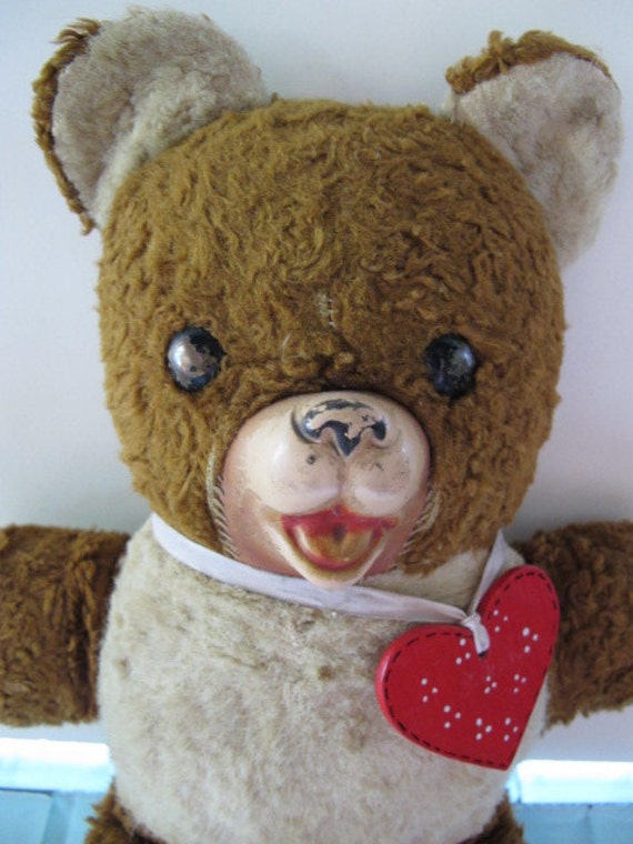 vintage rubber faced teddy bear