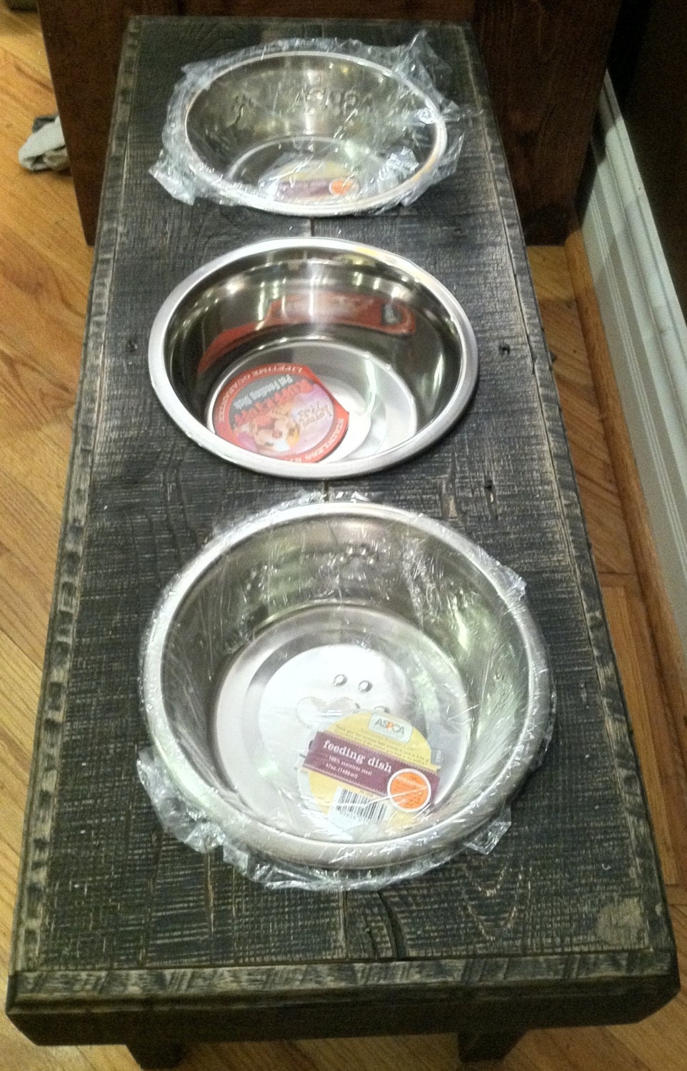 Rustic dog bowl stand made from recycled pallets 15 tall