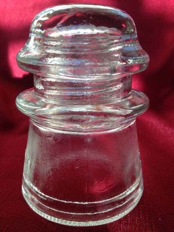 Vintage Clear glass insulator cap Marked Hemingway 17