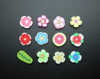 144pcs Polymer Clay Flower Slices - Clay Leaf Cane #104(1)- Miniature Clay Flower Cane - Nail Decoration - Mobile Phone Deco- Miniature Leaf