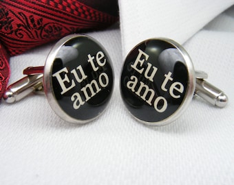 Eu te amo - Abotoaduras - Português - I love you - Portuguese - Cufflinks - Mens Accessories - Wedding Ideas - For Him - Weddings - Man Gift