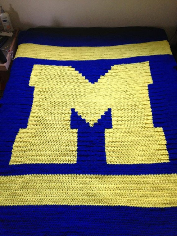 University of Michigan double crochet blanket