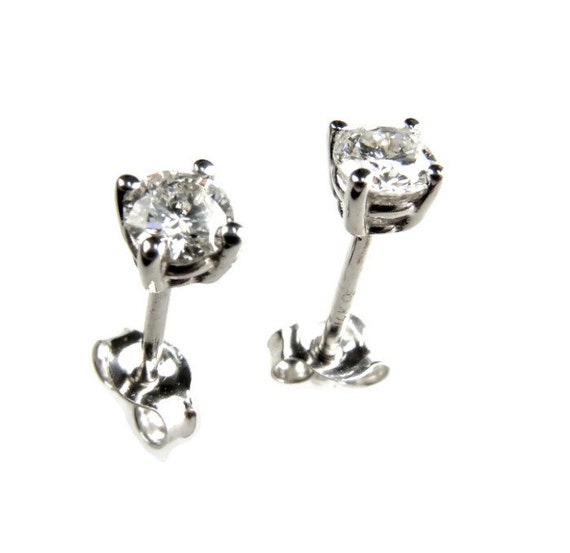 Baby Diamond Stud Earrings, White Gold 14K Earrings