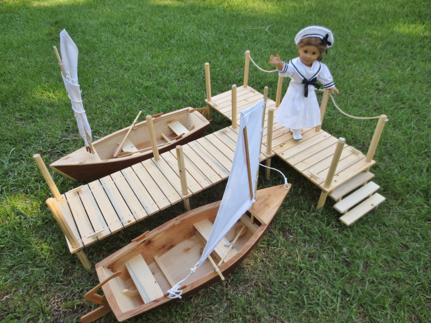 doll boat and dock set handcrafted for american by
