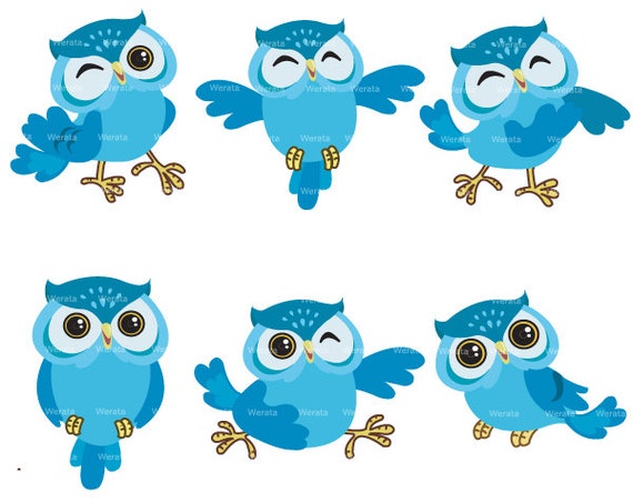 blue owl clip art digital clipart Owl graphics owl by Werata