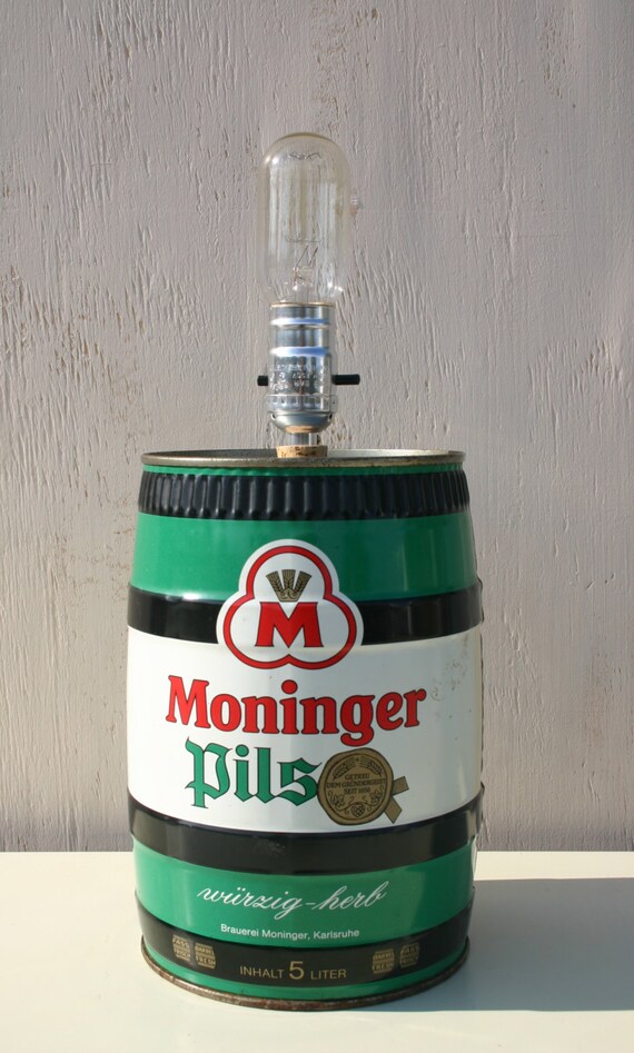 German Mini Beer Keg Lamp Repurposed Oktoberfest Light