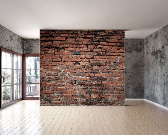 Items similar to Old brick wall mural Repositionable peel 