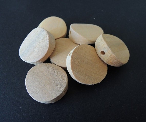 15 Pcs 26X25mm Round Natural Wood Bead Unfinished by TownletBead