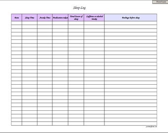 Urine Control Log Sheet