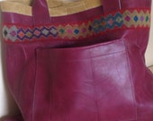 Leather shopper with double handles