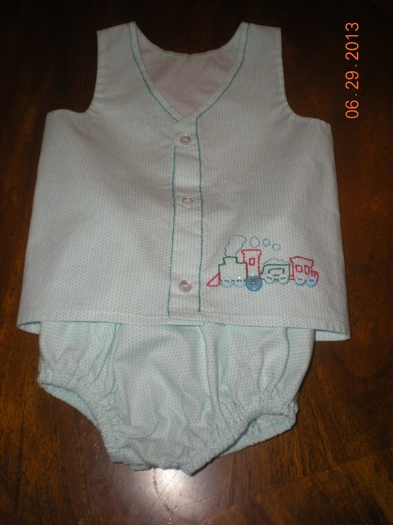 baby infant boys diaper shirt set with train