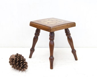 English Geometric Inlaid Miniature Foot Stool