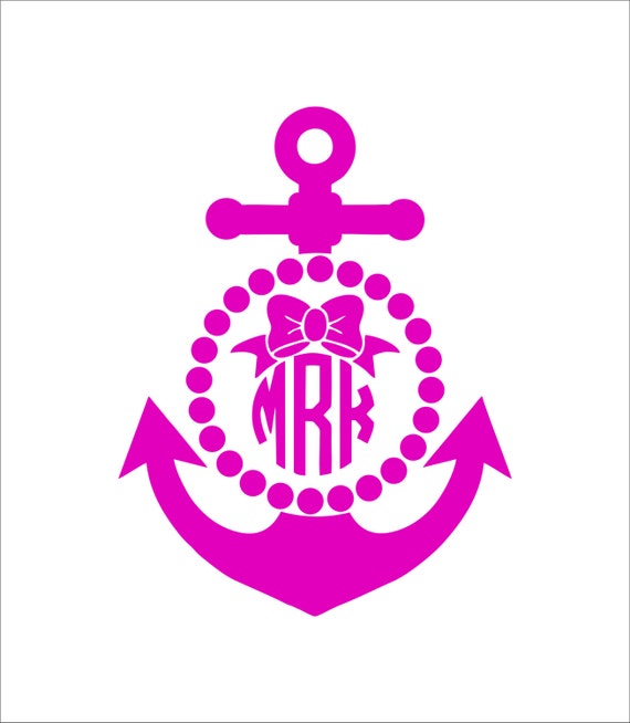 Download Items similar to Car Monogram Decal With Anchor, Bow, and ...