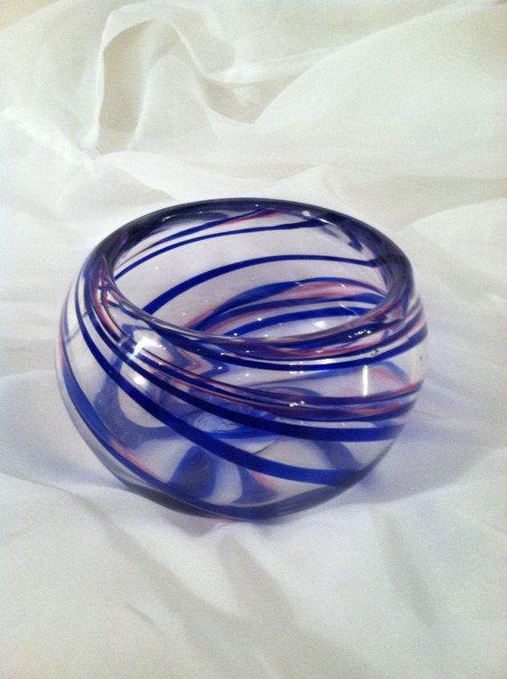 Blue Glass Art Bowl. Hand Blown Glass Bowl With by MoltenColor