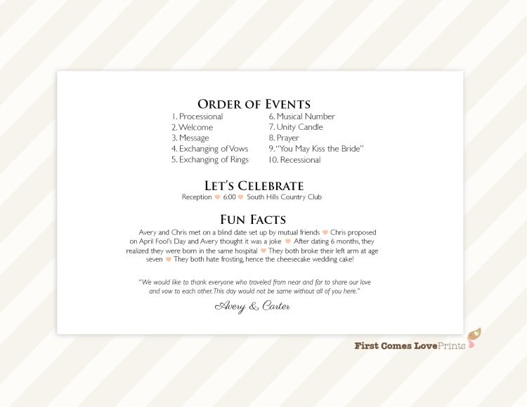 PRINTABLE Wedding Program The Avery by