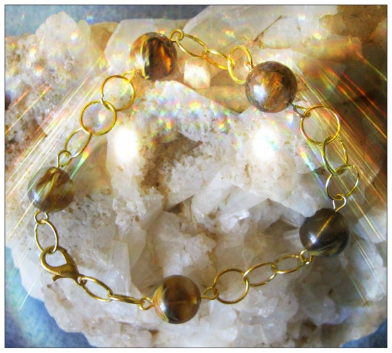 Handmade Gold Bracelet with Watermelon Tourmaline by IreneDesign2011